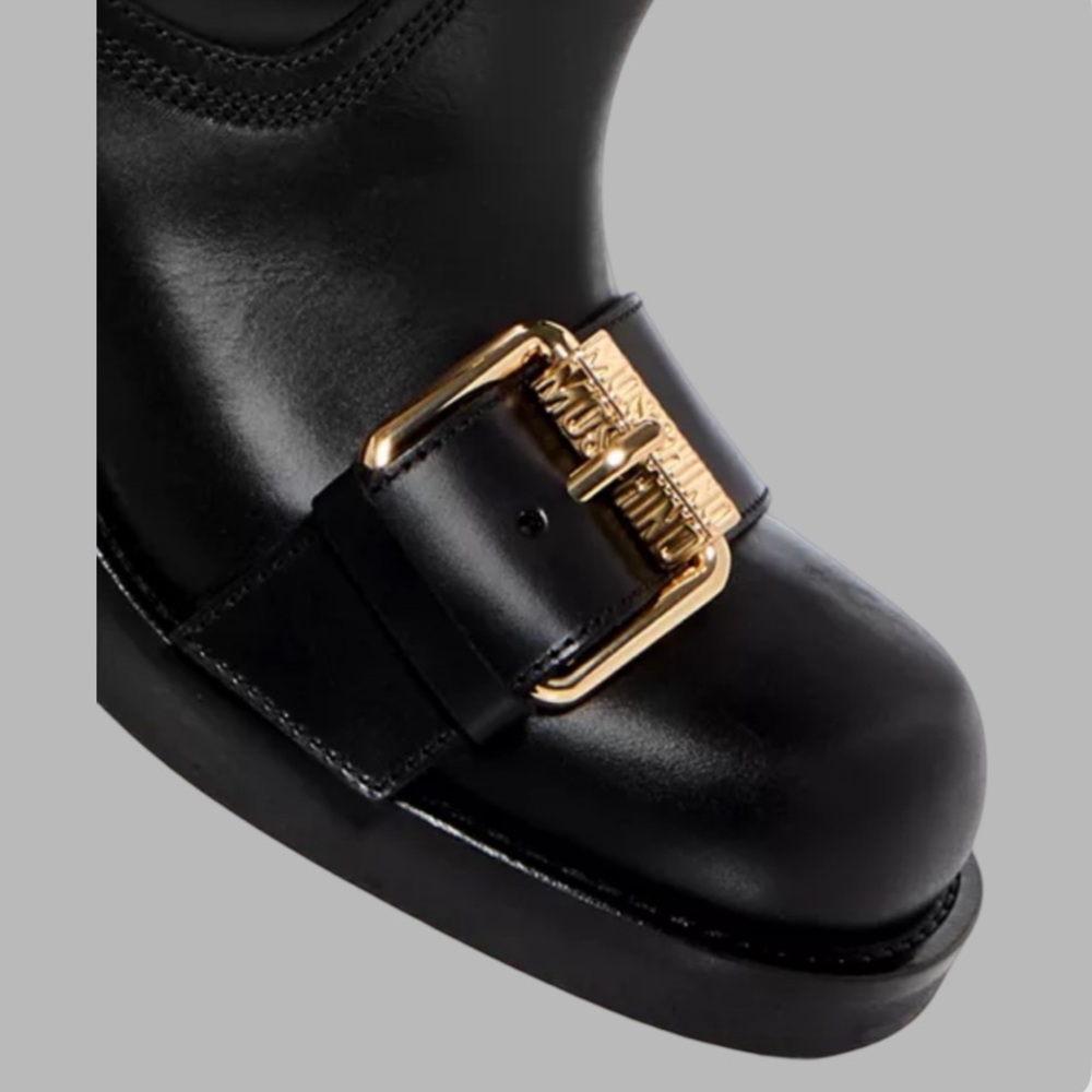 Moschino Women’s Buckled Square Toe Boots Size 6 - Picture 8 of 13